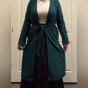 Forever 21 Elegant Long Sleeve Teal Duster